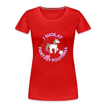 Je sucent Fantasy Football T-shirt Cadeau - T-shirt bio Premium Femme - rouge - Devant - Mia (176cm)