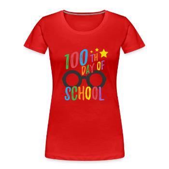 100e jour d'école T pour les enseignants et les étudiants - T-shirt bio Premium Femme - rouge - Devant - Mia (176cm)