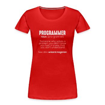 Funny Programmer Meaning - Frauen Premium Bio T-Shirt - Rot - Vorne - Mia (176cm)