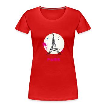 paris eiffelturm scribble love fasion trip tourist - Frauen Premium Bio T-Shirt - Rot - Vorne - Mia (176cm)