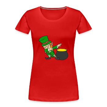 Dabbing Leprechaun Dab St Patricks Day Pot of Gold - Women's Premium Organic T-Shirt - red - Front - Mia (176cm)