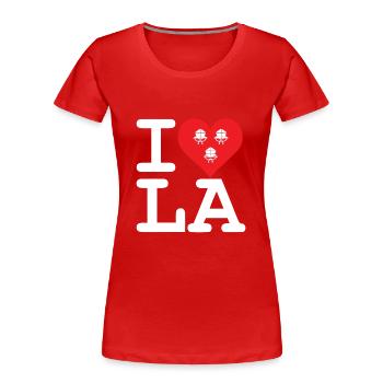 I Love LA! weiss mit Bändern - Frauen Premium Bio T-Shirt - Rot - Vorne - Mia (176cm)