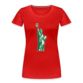 St. Patricks Day Freiheitsstatue Irish Green - Frauen Premium Bio T-Shirt - Rot - Vorne - Mia (176cm)