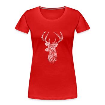 Deer Deer Head Fingerprint Wild Hunt Gift - Women's Premium Organic T-Shirt - red - Front - Mia (176cm)