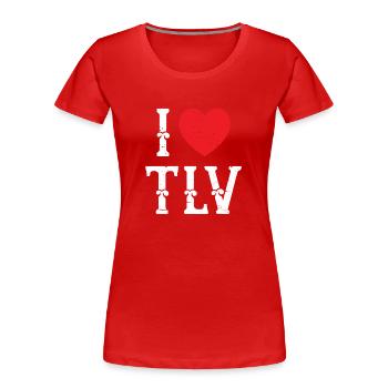 J'aime Tlv Tel-Aviv avec les Juifs en détresse de coeur - T-shirt bio Premium Femme - rouge - Devant - Mia (176cm)