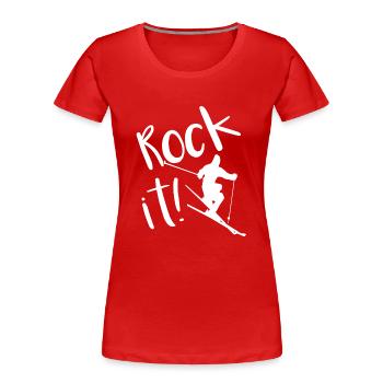Skiing, skiers, skiing holidays, winter holidays - Women's Premium Organic T-Shirt - red - Front - Mia (176cm)
