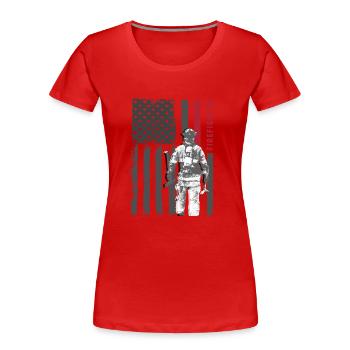 Feuerwehr Firefighter lustig USA Geschenk Hilfe - Frauen Premium Bio T-Shirt - Rot - Vorne - Mia (176cm)