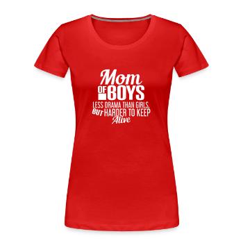 MOM OF BOYS - MOTHER - MOM - KIDS - BOYS - BOYS - Women's Premium Organic T-Shirt - red - Front - Mia (176cm)