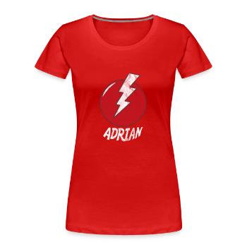 Nom de la foudre shirt Superhero Superhero adrian - T-shirt bio Premium Femme - rouge - Devant - Mia (176cm)