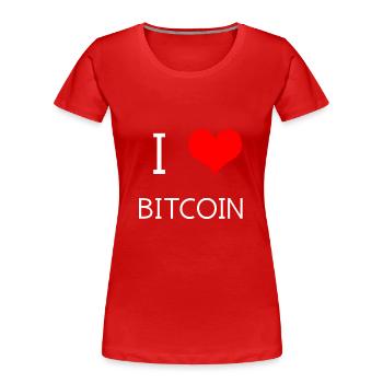 J'adore Bitcoin - T-shirt bio Premium Femme - rouge - Devant - Mia (176cm)