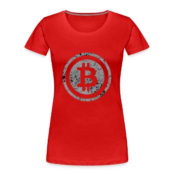 Bitcoin Symbole Vintage # 5 - T-shirt bio Premium Femme - rouge - Devant - Mia (176cm)
