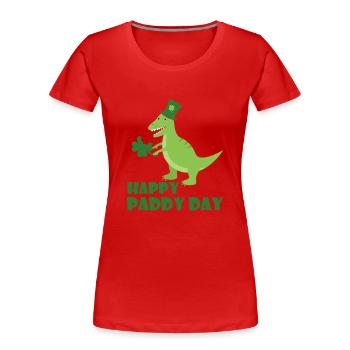 Jour de trèfle shamrock de Saint Patrick Dino Trex T-shirt - T-shirt bio Premium Femme - rouge - Devant - Mia (176cm)