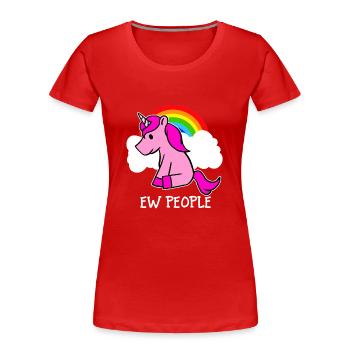 Ew People Pink Unicorn And Rainbow Funny Sarcastic - Women's Premium Organic T-Shirt - red - Front - Mia (176cm)