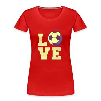 I love Soccer Gift - Frauen Premium Bio T-Shirt - Rot - Vorne - Mia (176cm)