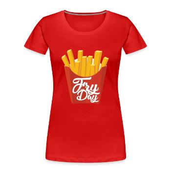 Frites Frites - T-shirt bio Premium Femme - rouge - Devant - Mia (176cm)