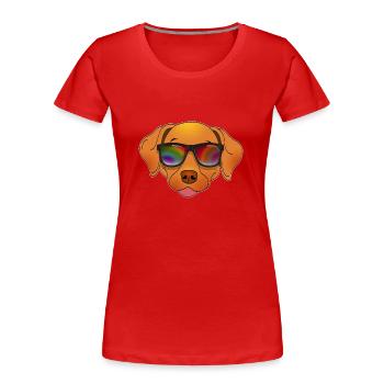 Cool dog with sunglasses summer cartoon - Women's Premium Organic T-Shirt - red - Front - Mia (176cm)