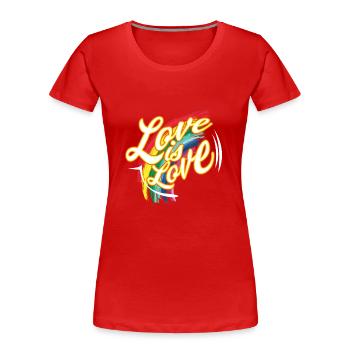 CSD T-Shirt love is love - Women's Premium Organic T-Shirt - red - Front - Mia (176cm)