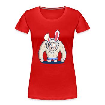 BigFoot Sasquatch Ostern Hase Geschenk T-Shirt - Frauen Premium Bio T-Shirt - Rot - Vorne - Mia (176cm)