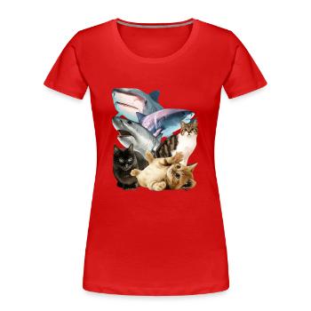 Chats et requins Images T-Shirt - Graphique cool - T-shirt bio Premium Femme - rouge - Devant - Mia (176cm)