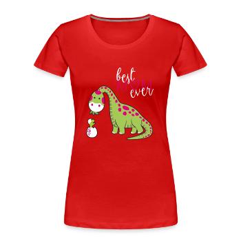 Dino Mutter Muttertag T-Shirt Mutter Tag Tee - Frauen Premium Bio T-Shirt - Rot - Vorne - Mia (176cm)