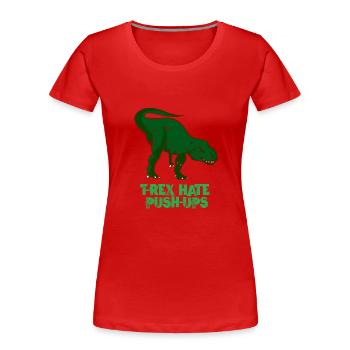 T-Rex - dinosaur pushups sports force - Women's Premium Organic T-Shirt - red - Front - Mia (176cm)