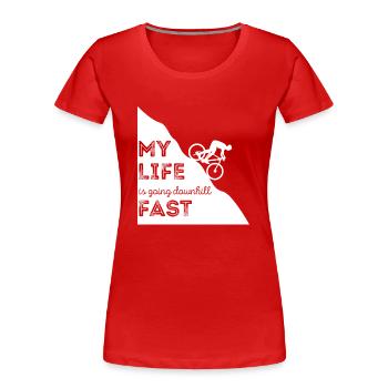 Mountain biking - mountain biking - mountain bikers - Women's Premium Organic T-Shirt - red - Front - Mia (176cm)