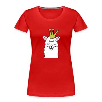 Lama Lama Alpaga Lama Reine - T-shirt bio Premium Femme - rouge - Devant - Mia (176cm)