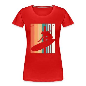 Surf vintage plage de surf surfers cadeau rétro - T-shirt bio Premium Femme - rouge - Devant - Mia (176cm)