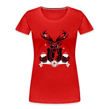 Wiesn Hirsch 2C - - Women's Premium Organic T-Shirt - red - Front - Mia (176cm)