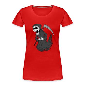 Sensenmann lacht lustig - Frauen Premium Bio T-Shirt - Rot - Vorne - Mia (176cm)