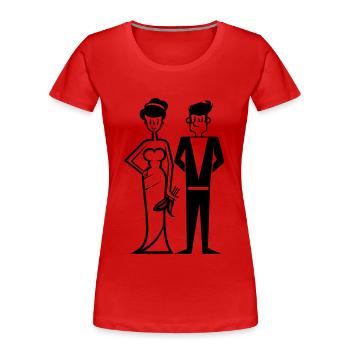Mariage, Couple, Mariée, Marié - T-shirt bio Premium Femme - rouge - Devant - Mia (176cm)
