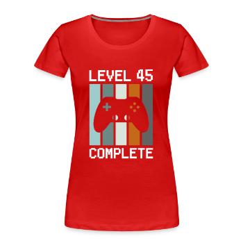 Gamer Birthday Level 45 Complete - Women's Premium Organic T-Shirt - red - Front - Mia (176cm)
