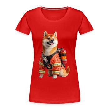 Shiba Inu - Frauen Premium Bio T-Shirt - Rot - Vorne - Mia (176cm)