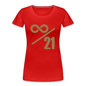 Bitcoin 21 Million Limit - Infinitely Valuable - Women's Premium Organic T-Shirt - red - Front - Mia (176cm)