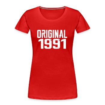 1991 Vintage Cadeau Anniversaire Rétro Cadeau 1991 - T-shirt bio Premium Femme - rouge - Devant - Mia (176cm)