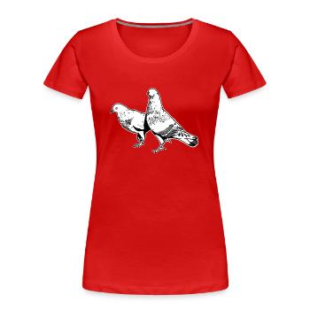 Motif pigeon - T-shirt bio Premium Femme - rouge - Devant - Mia (176cm)