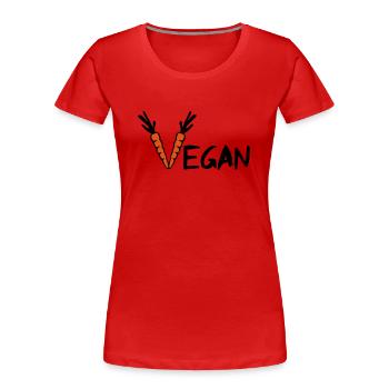 Vegan - Frauen Premium Bio T-Shirt - Rot - Vorne - Mia (176cm)