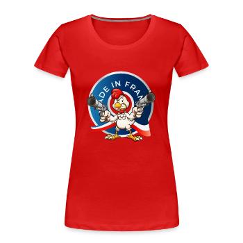 MADE IN FRANCE - T-shirt bio Premium Femme - rouge - Devant - Mia (176cm)