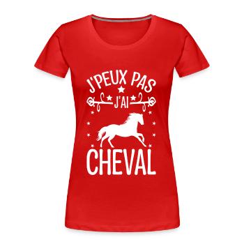 Ich kann kein Pferd haben - Frauen Premium Bio T-Shirt - Rot - Vorne - Mia (176cm)