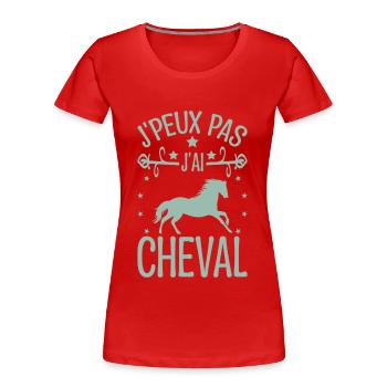 Ich kann kein Pferd haben - Frauen Premium Bio T-Shirt - Rot - Vorne - Mia (176cm)