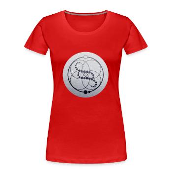 Kornkreis / Crop Circle DNA Plate - Frauen Premium Bio T-Shirt - Rot - Vorne - Mia (176cm)