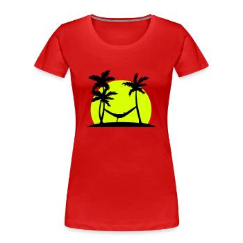 Hammock in Paradise - Women's Premium Organic T-Shirt - red - Front - Mia (176cm)