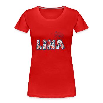 Lina E 260 - T-shirt bio Premium Femme - rouge - Devant - Mia (176cm)