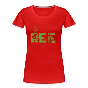 ReRecycler Réutiliser Repenser Repenser - T-shirt bio Premium Femme - rouge - Devant - Mia (176cm)