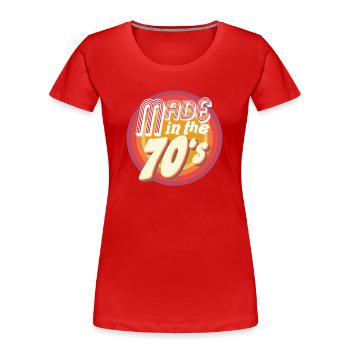 Birthday 70s Born in the 70s 70's - Women's Premium Organic T-Shirt - red - Front - Mia (176cm)