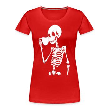 Sarkastisches lustiges Skelett, das Espressokaffee trinkt - Frauen Premium Bio T-Shirt - Rot - Vorne - Mia (176cm)