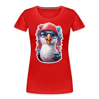 Seagull Cool mit Baseballkappe und Sonnenbrille - Frauen Premium Bio T-Shirt - Rot - Vorne - Mia (176cm)