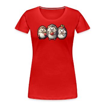 Igel mit Äpfeln - Herbst Saison - DIGITAL - Frauen Premium Bio T-Shirt - Rot - Vorne - Mia (176cm)