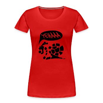 Schnecke Rennschnecke, YEAHAAA - Frauen Premium Bio T-Shirt - Rot - Vorne - Mia (176cm)