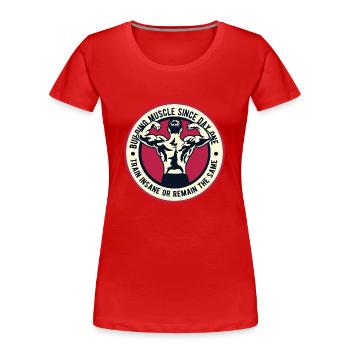 Muskelaufbau Fitness Lifestyle Sport Bodybuilder - Frauen Premium Bio T-Shirt - Rot - Vorne - Mia (176cm)